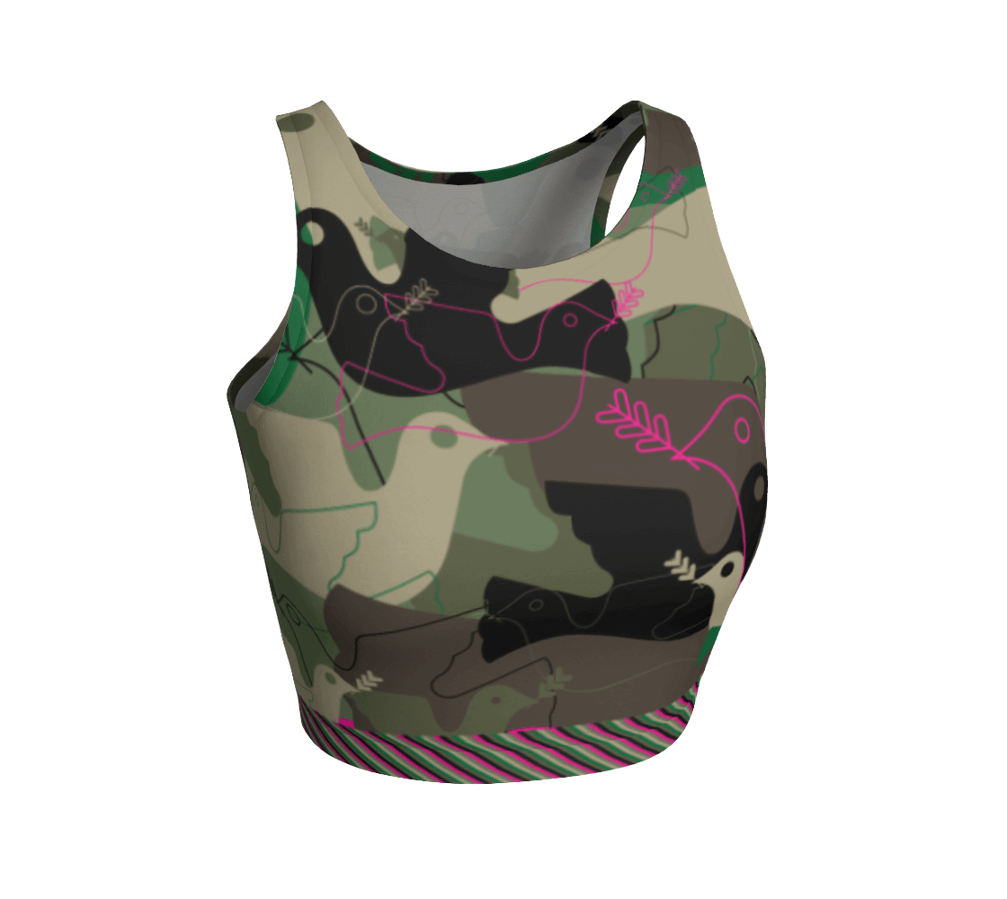 Lover Crop Top - Freestyle Green Camo - Far From Timid