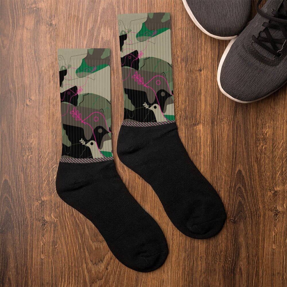 Make Peace Not War Dove Camo Air Socks - Far From Timid